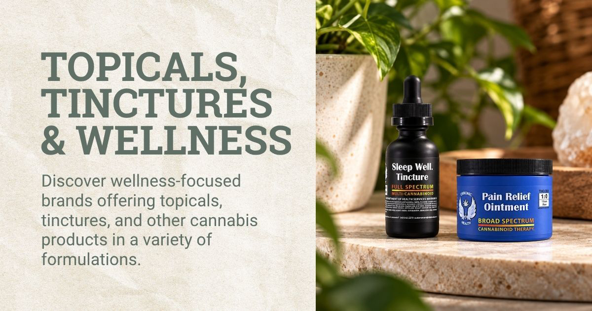 Cannabis topicals, tinctures, and wellness brands at Kind Meds